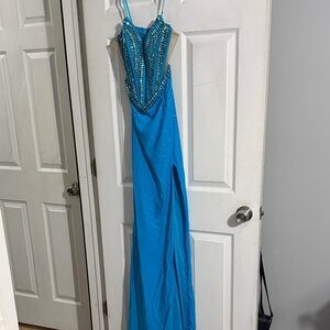 Johnathan Kayne Turquoise Beaded Gown